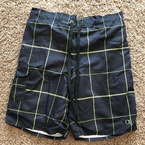 OP Board Shorts Black Lime Green (32-34)